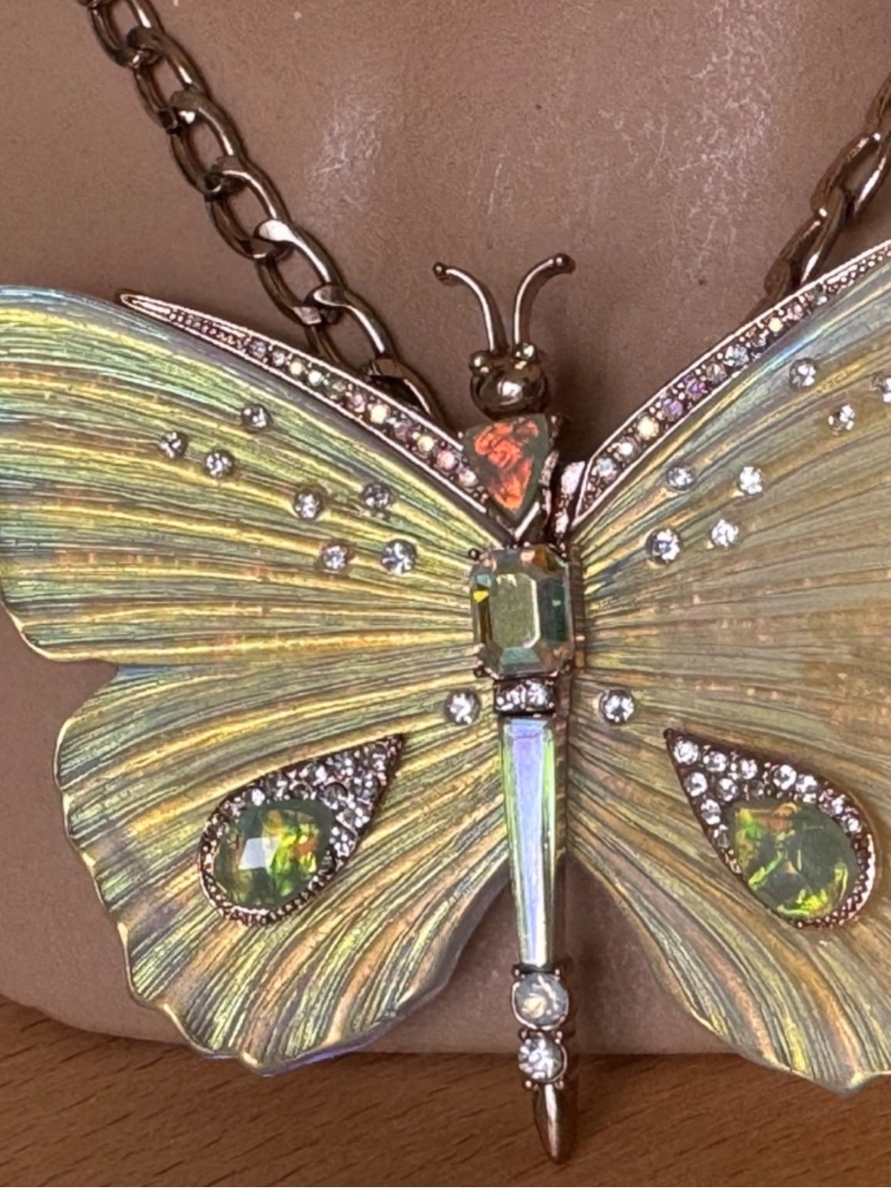 Betsy Johnson Large Butterfly Pendant Necklace in Iridescent